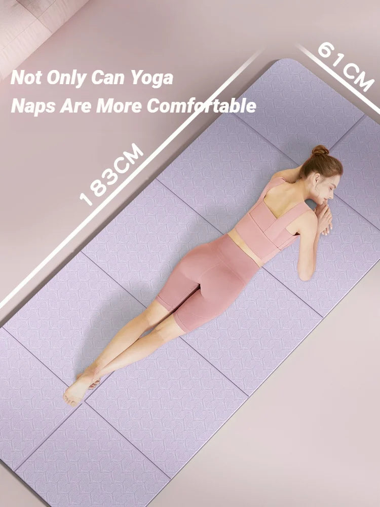 Foldable Yoga Mat Thick Non-Slip TPE Exercise Mat Packable Travel Yoga Mat with Carrying Bag Ideal for Yoga, Pilates, Workout & Home/Gym Fitness