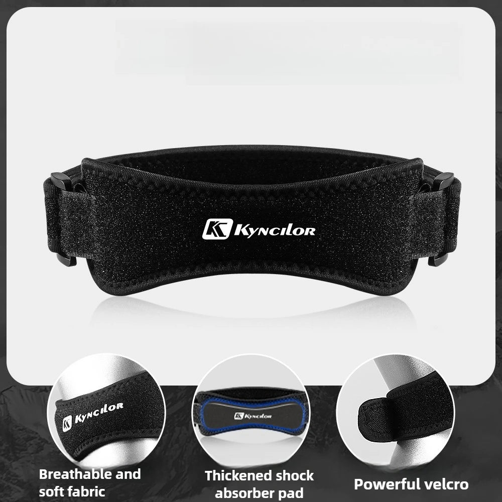 Black Silicone Patellar Tendon Support Strap, Adjustable Non-Slip Patella Band Stabilizer Knee Brace for Jumpers Knee, Tendonitis, Basketball, Volleyball, Squats, Black