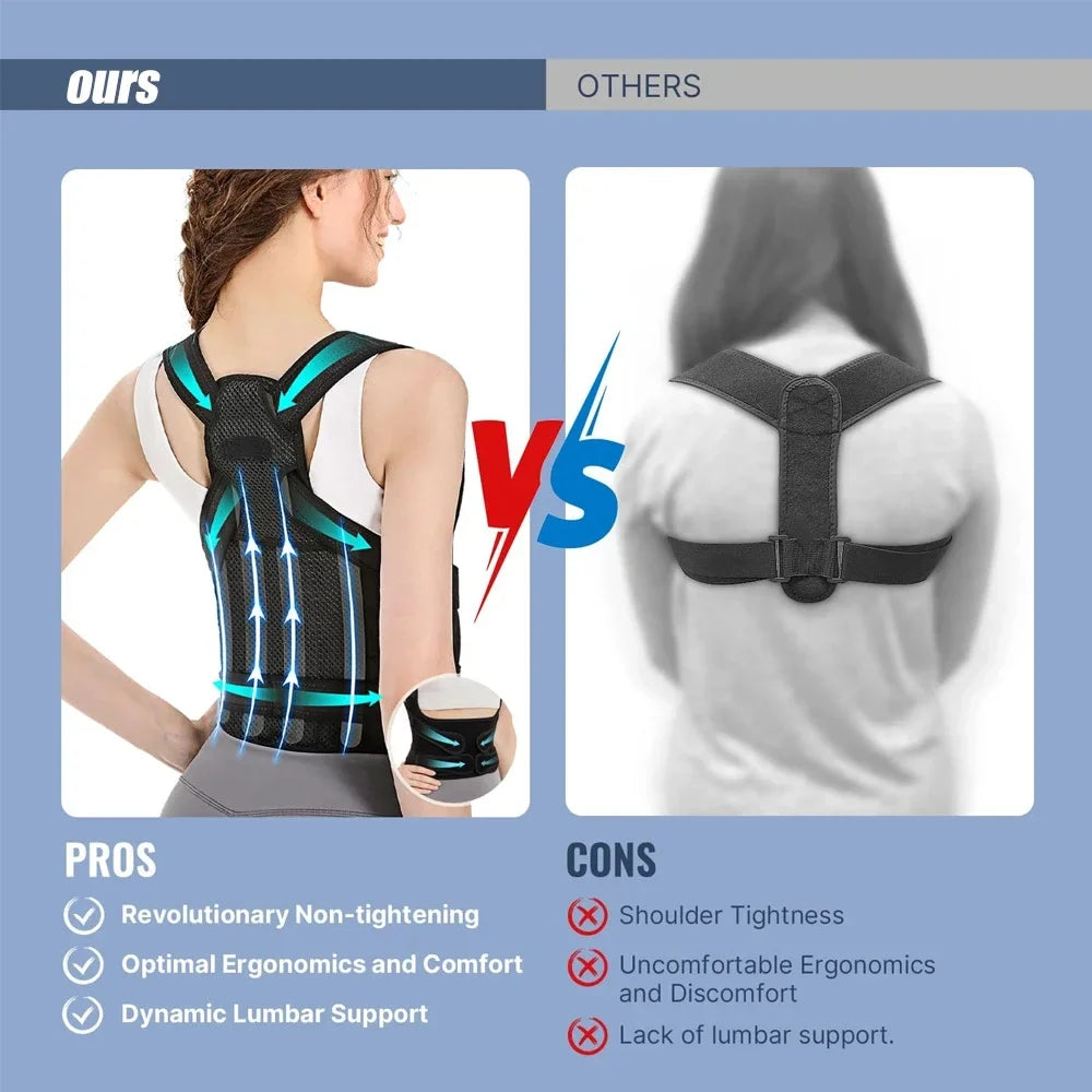 Posture Corrector for Women and Men, Back Support Brace for Neck Shoulder & Upper and Lower Back Pain Relief, Invisible Adjustable Lightweight Posture Corrector Under Clothes(Black, Large)