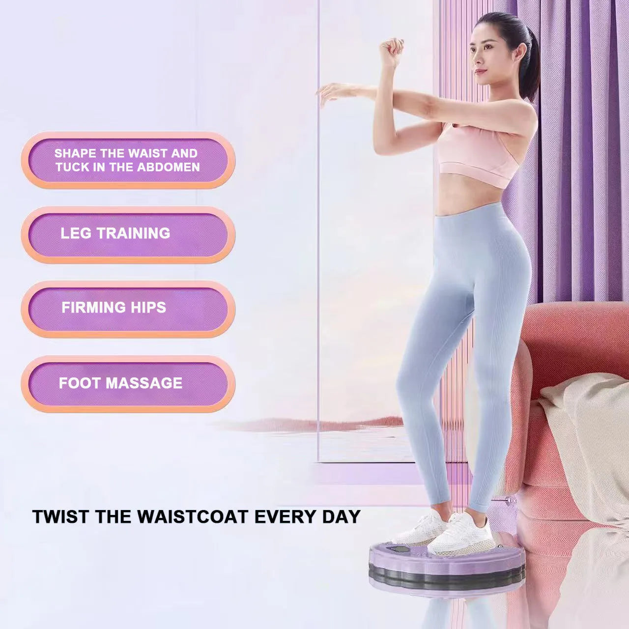 Waist Twister Disc, Waist Twist Board for Exercise Twisting Waist Disc with Counter Waist Twister for Women Belly Fat Body Shaping Fitness Twister Machine with Massage Foot Sole