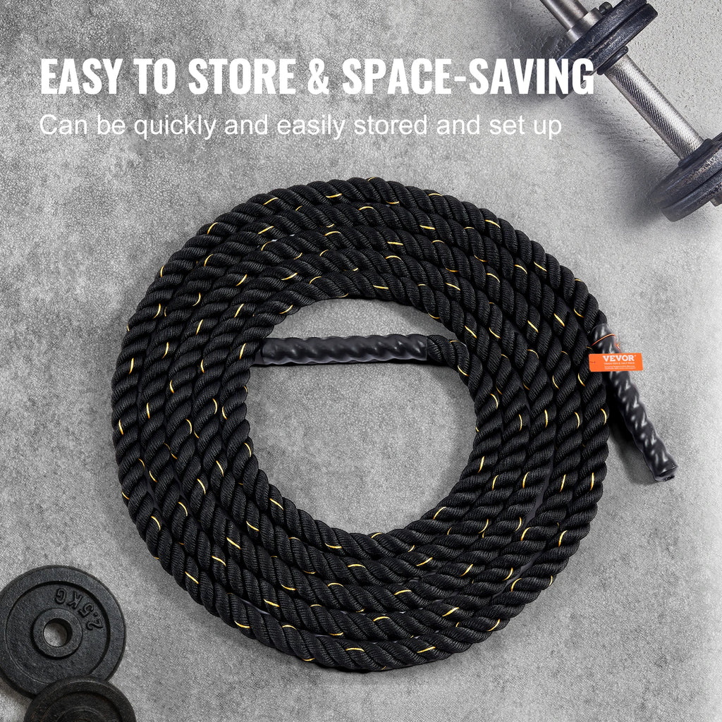 Battle Rope, 1.5 Inch Diameter 30Ft Length Polyester Exercise Rope, Battle Exercise Equipment, Heavy Weighted Rope for Home Gym Body Workout Core Strength Training Muscle Building Fitness