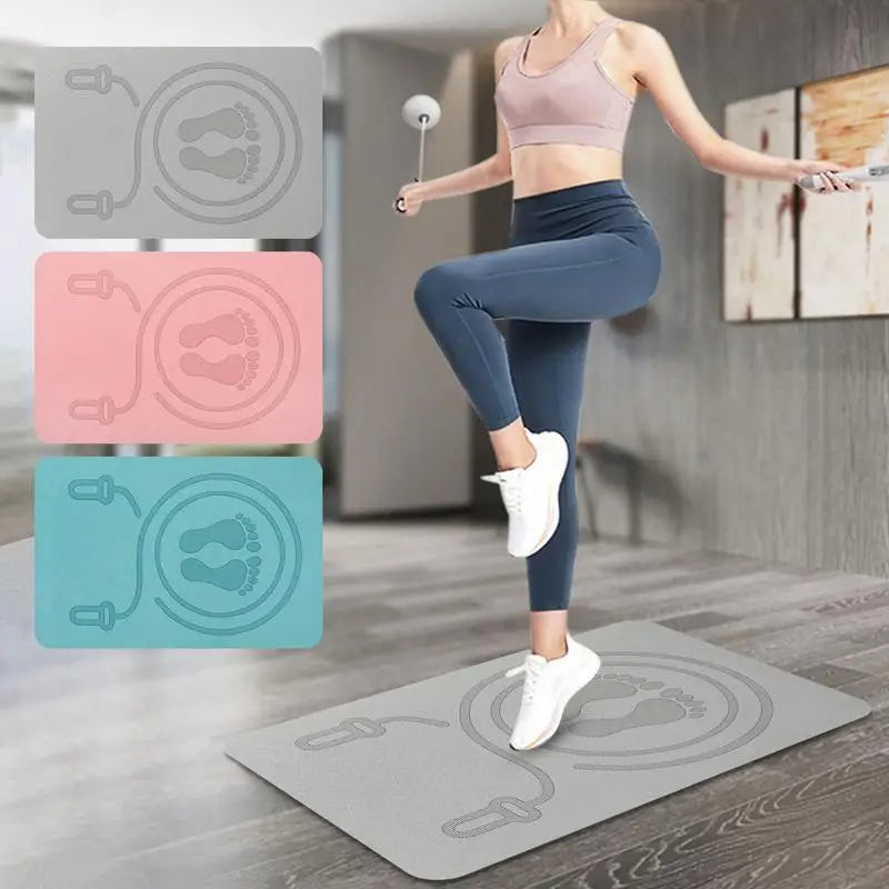 6mm Jump Rope Mat Non-Slip TPE Skipping Rope Mat Shock Absorption Pad Workout Fitness Mat For Home Gym Accessories Pilates Workouts Stretching Mats