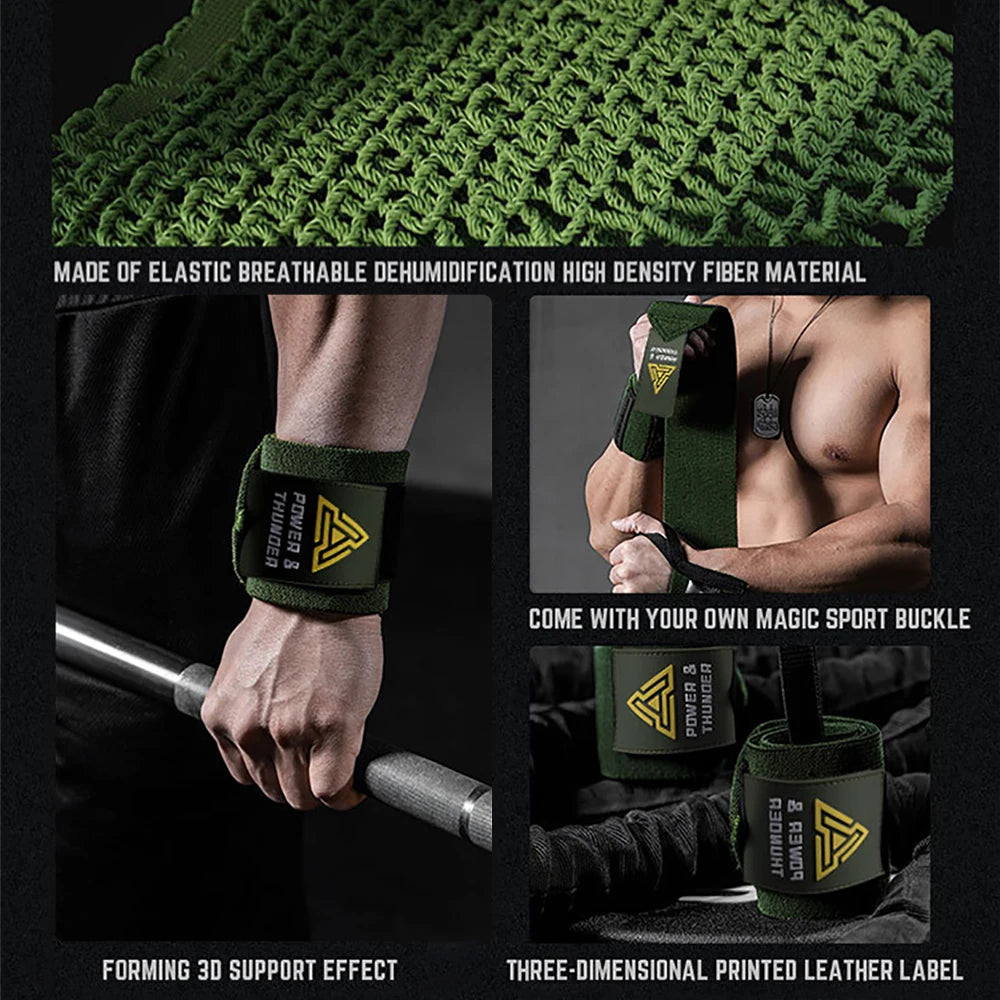 Elastic Wrist Straps for Weightlifting and Working Out, Breathable Gym Wrist Wraps for Weightlifting with Thumb Loop and Left/Right Tabs, Wrist Brace for Wrist Support and Protection, Men and Women (Pair)