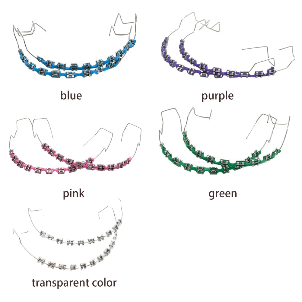 1 Pack Fake Braces, Temporary Tooth Decoration with Metal Wires, Metal Brackets and Orthodontic Ligature Ties, Suitable for Orthodontists to Explain, for Dental Students to Practice (Pink)