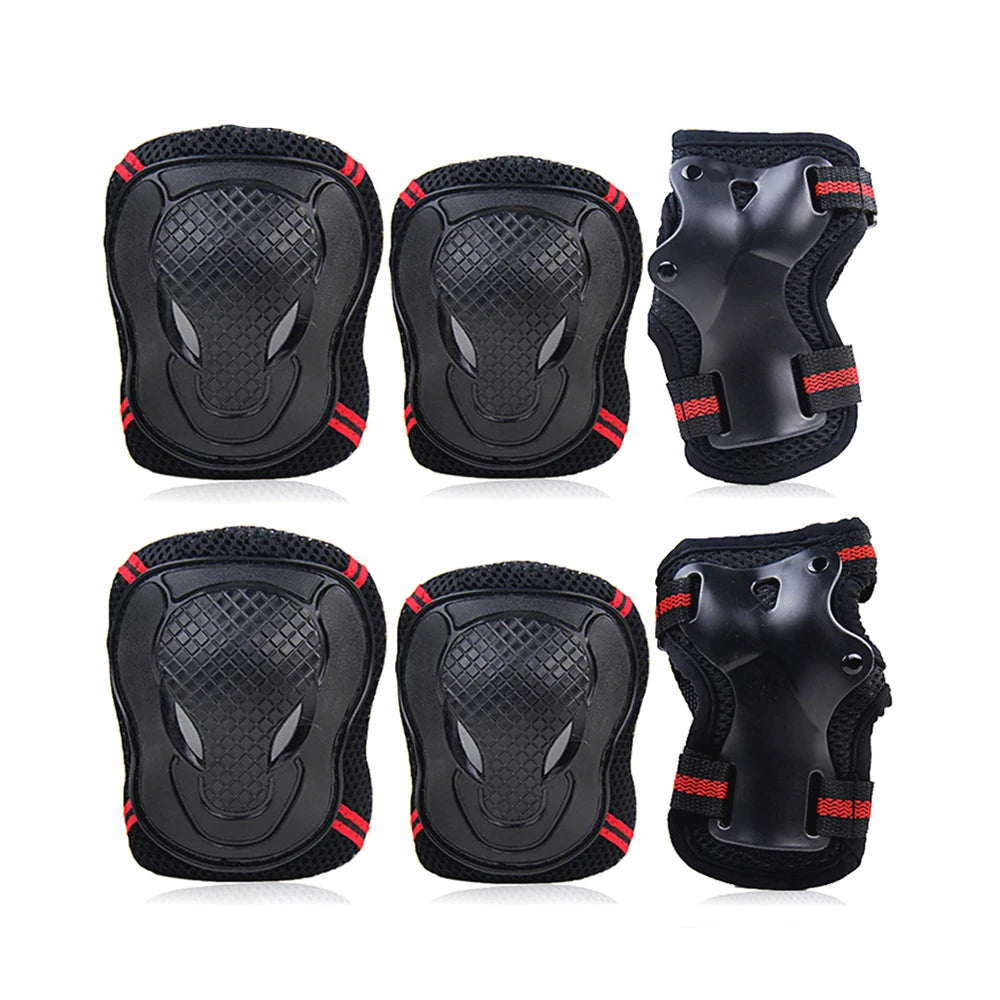 Adults Teens Unisex Adjustable Knee Elbow Wrist Braces Protective Pads Set for Skateboard Cycling Roller Skating and Other Outdoor Sports Safety Protective Gear Pads Guards Set