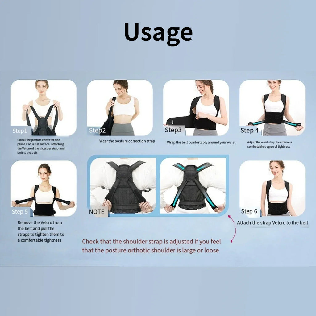 Posture Corrector for Women and Men, Back Support Brace for Neck Shoulder & Upper and Lower Back Pain Relief, Invisible Adjustable Lightweight Posture Corrector Under Clothes(Black, Large)