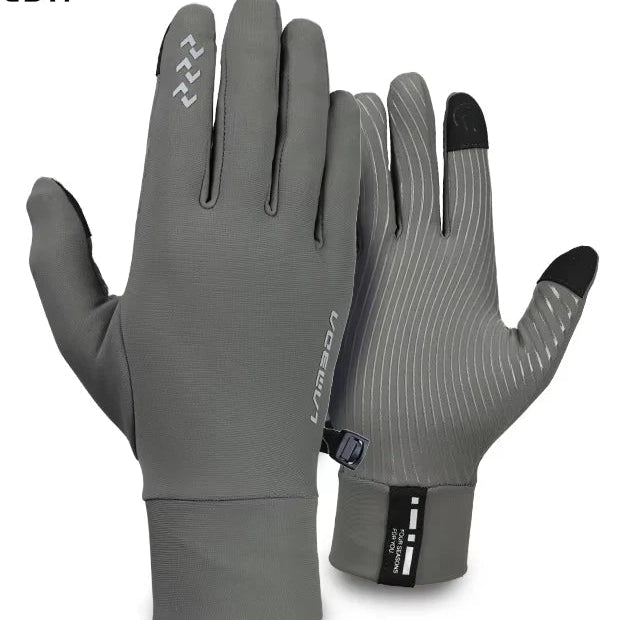 GRAY Winter Cycling Gloves for Men and Women - Thermal Full Finger Bike Gloves - Touch Screen Windproof Warm Non-Slip Road Mountain Bicycle Gloves for Running,Driving,Hiking,and Skiing