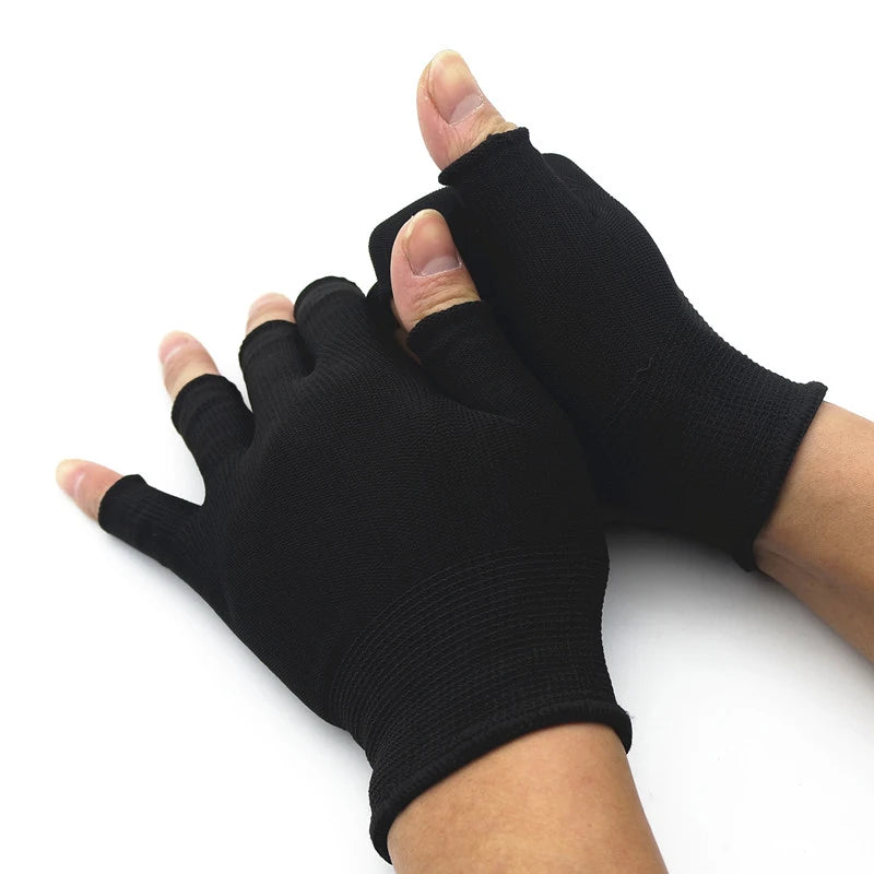 1Pair Outdoor Cycling Fishing Black Half Fingerless Men's and Women's Wool Knitted Cotton Gloves Winter Warm Sports Gloves
