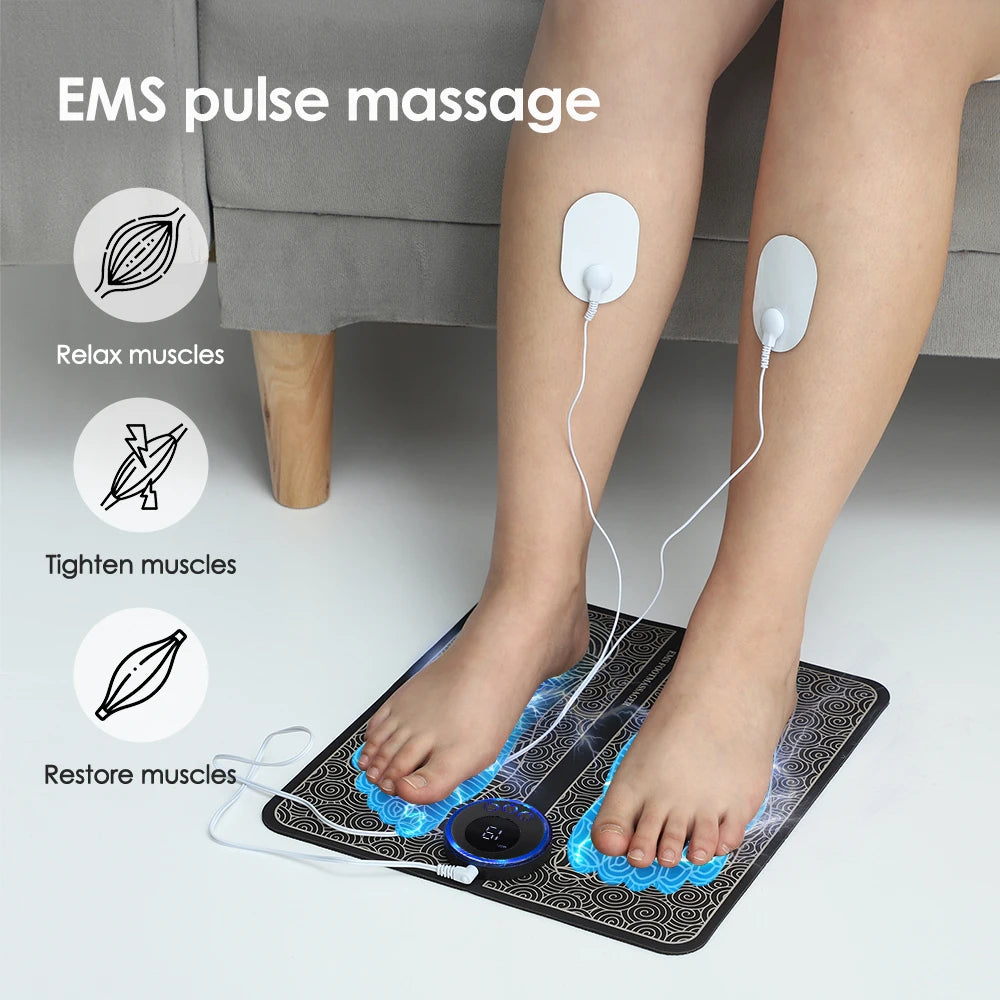 Transcutaneous Electronic Nerve Stimulator, EMS Foot Massager for Muscle Relaxation, LCD Display Screen,Back & Legs Massager