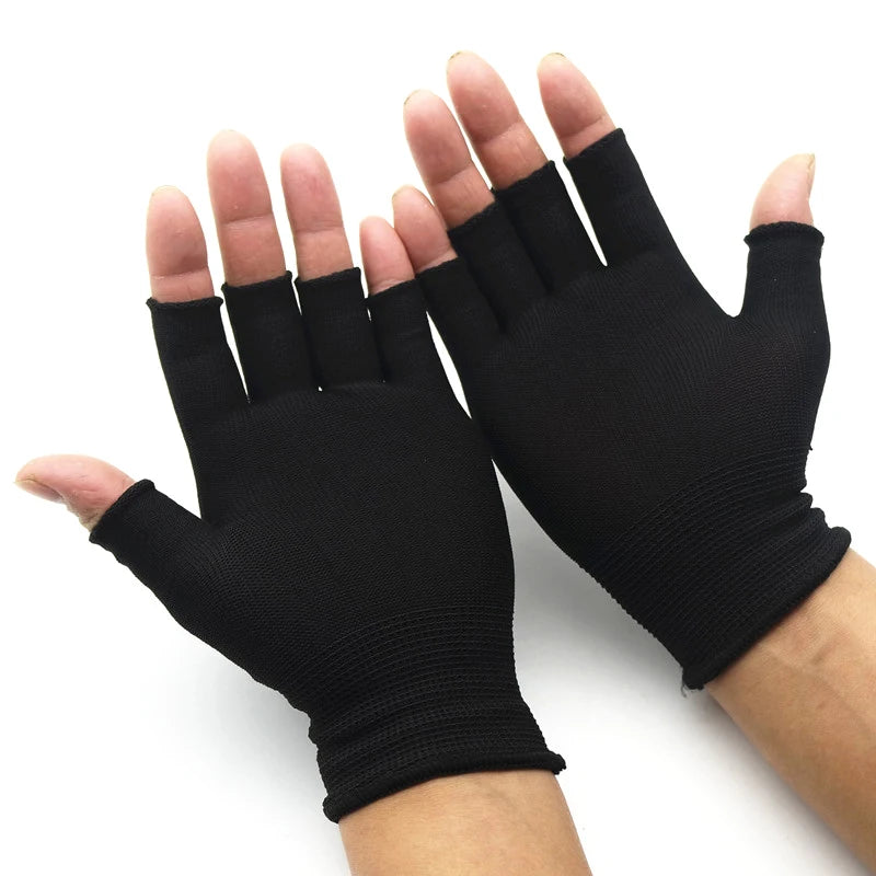 1Pair Outdoor Cycling Fishing Black Half Fingerless Men's and Women's Wool Knitted Cotton Gloves Winter Warm Sports Gloves