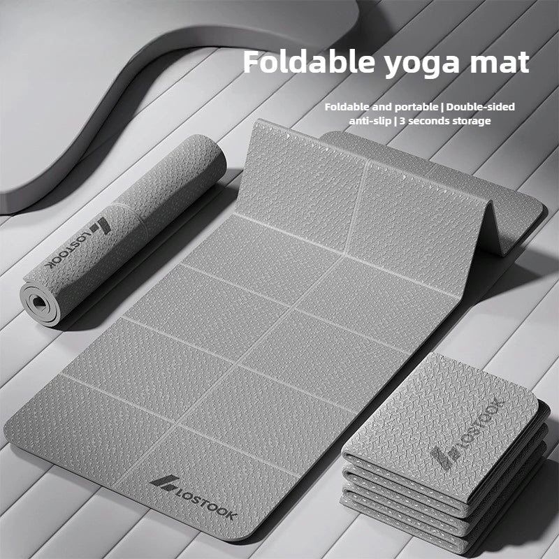 Yoga Mat Thick 10mm Foldable Gym Mat Extra Large 6'x4' Extra Wide Workout Mat Non Slip TPE Floor Mats for Yoga Pilates, Cardio, Exercise Equipment