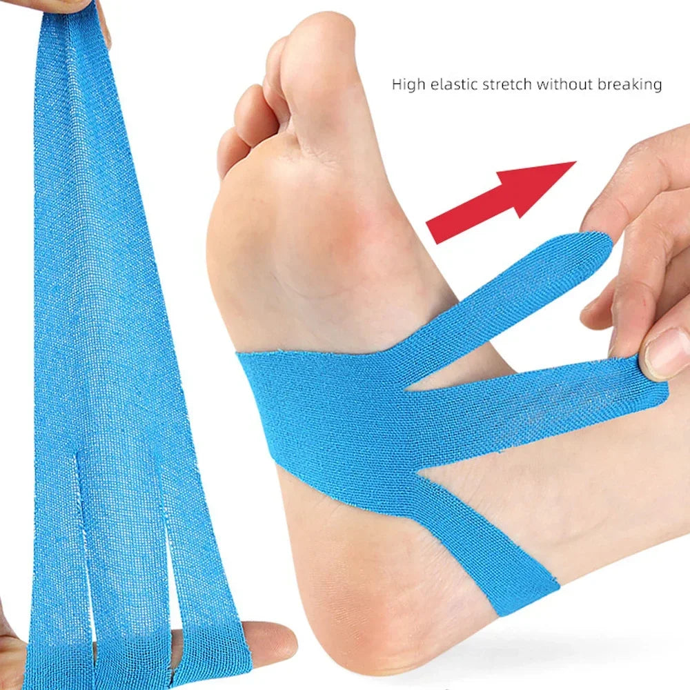 Black Precut Kinesiology Tape, 10 PCS Waterproof Breathable Foot Plantar Fasciitis Pain Relief Strips Athletic Tapes, Elastic Sports Joints Support Muscle Tape for Feet Arch Ankle Hands Carpal Tunnel