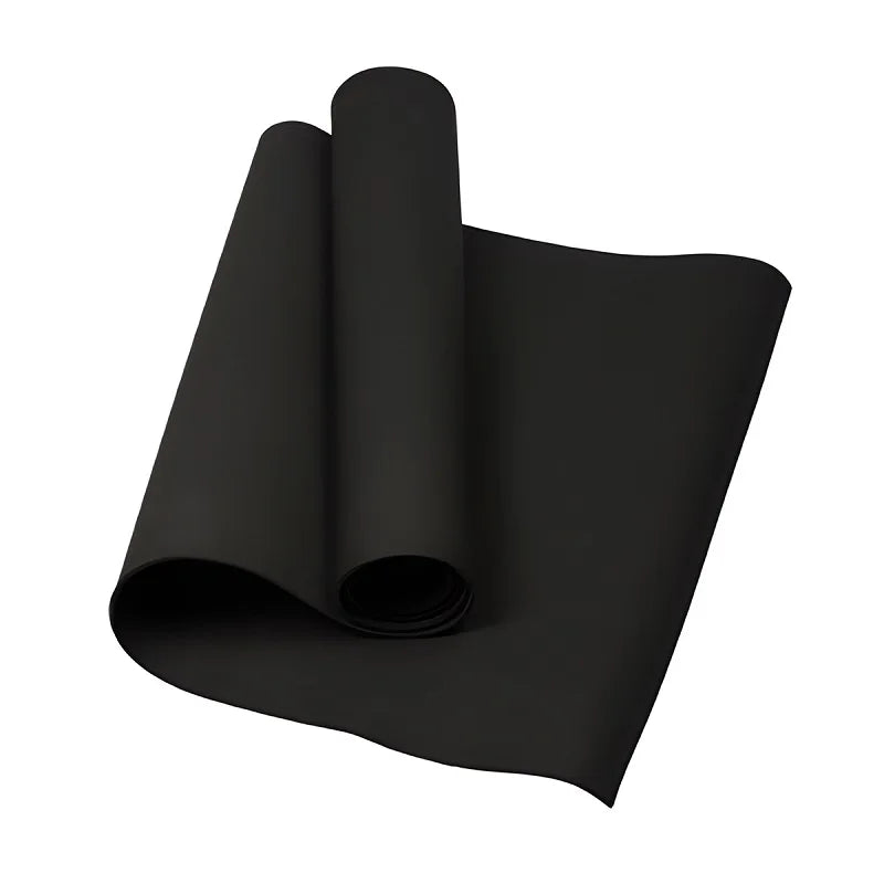 Black Yoga Mat Thick 1/5" Thick Non Slip Anti-Tear High Density Exercise Mat with Carrying Strap Large Yoga Mat for Floor, Gym, Fitness, Pilates, Stretching, Home Yoga, Workouts