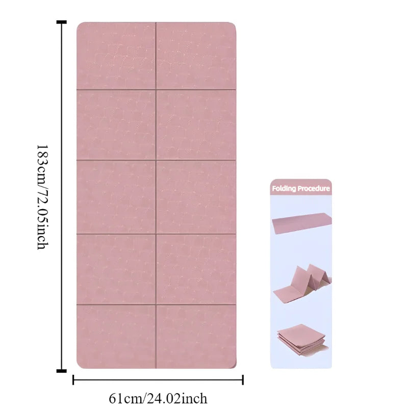Foldable Yoga Mat Thick Non-Slip TPE Exercise Mat Packable Travel Yoga Mat with Carrying Bag Ideal for Yoga, Pilates, Workout & Home/Gym Fitness