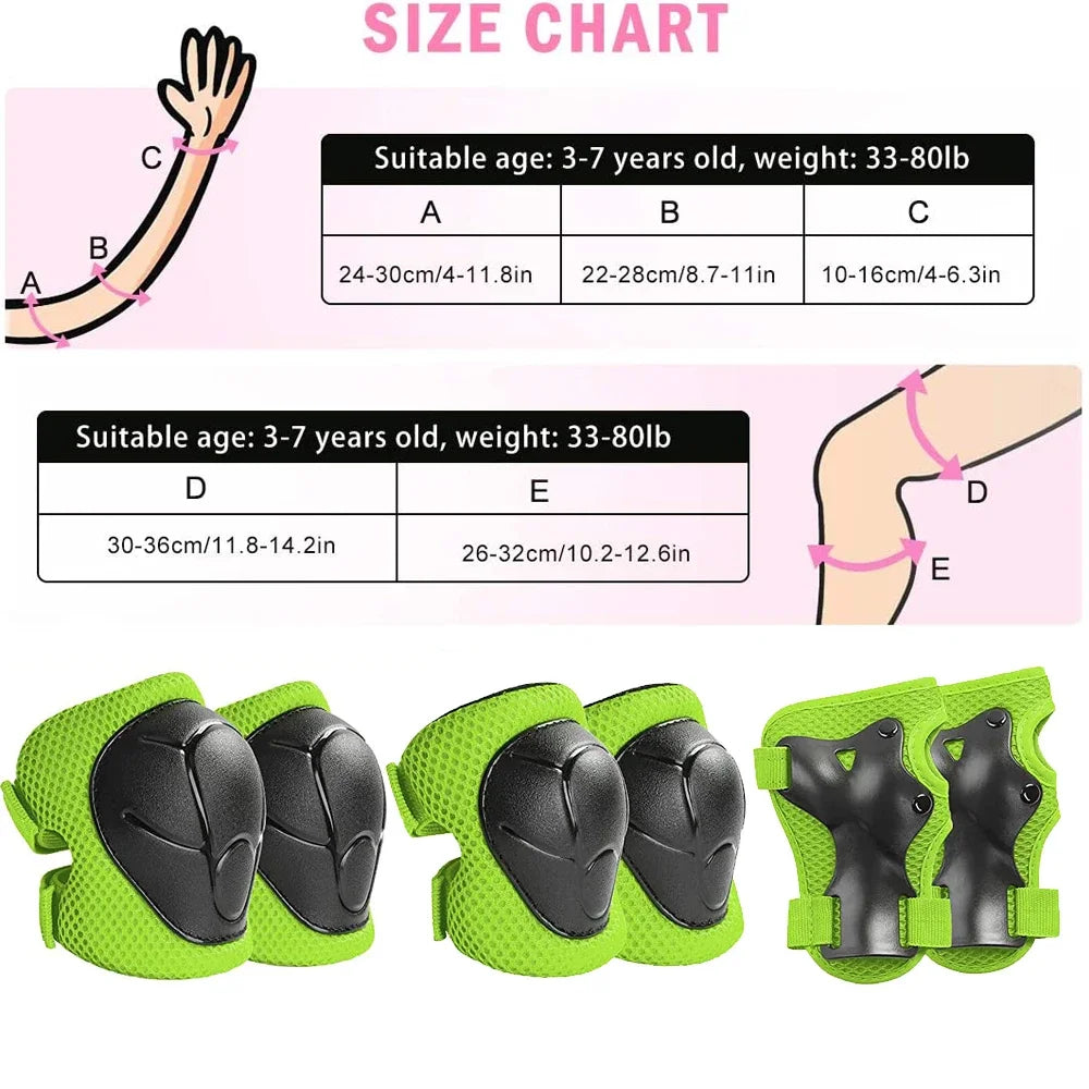 Knee Pads for Kids， Knee Pads and Elbow Pads Set Toddler 3-10 Years Protective Gear Set for Girls Boys with Wrist Guards for Skating Cycling Bike Rollerblading Scooter