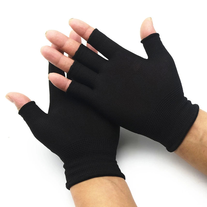 1Pair Outdoor Cycling Fishing Black Half Fingerless Men's and Women's Wool Knitted Cotton Gloves Winter Warm Sports Gloves