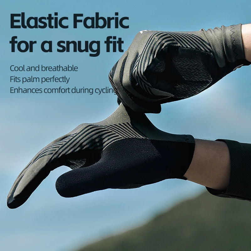 Breathable Bike Gloves for Men Women, Full Finger Pad Cycling Gloves, Touchscreen Reflective Mountain Biking Bicycle