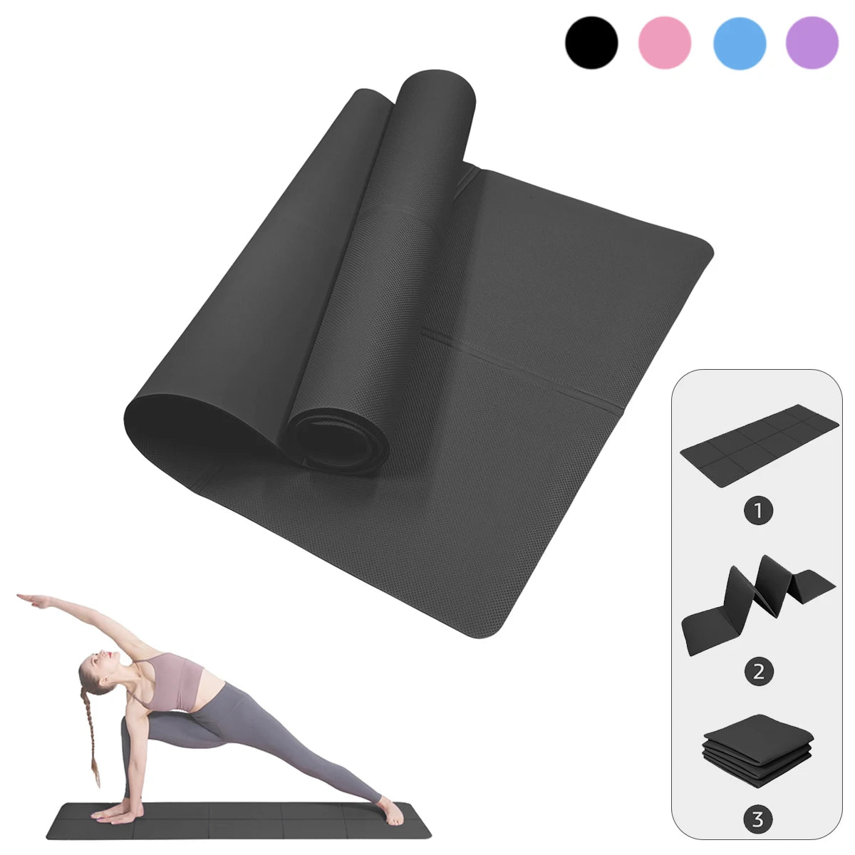 Solana Yoga Mat 4mm Thick With Nylon Strap For Men & Women - Non Slip Exercise Mat For Home Yoga, Pilates, Stretching, Floor & Fitness Workouts