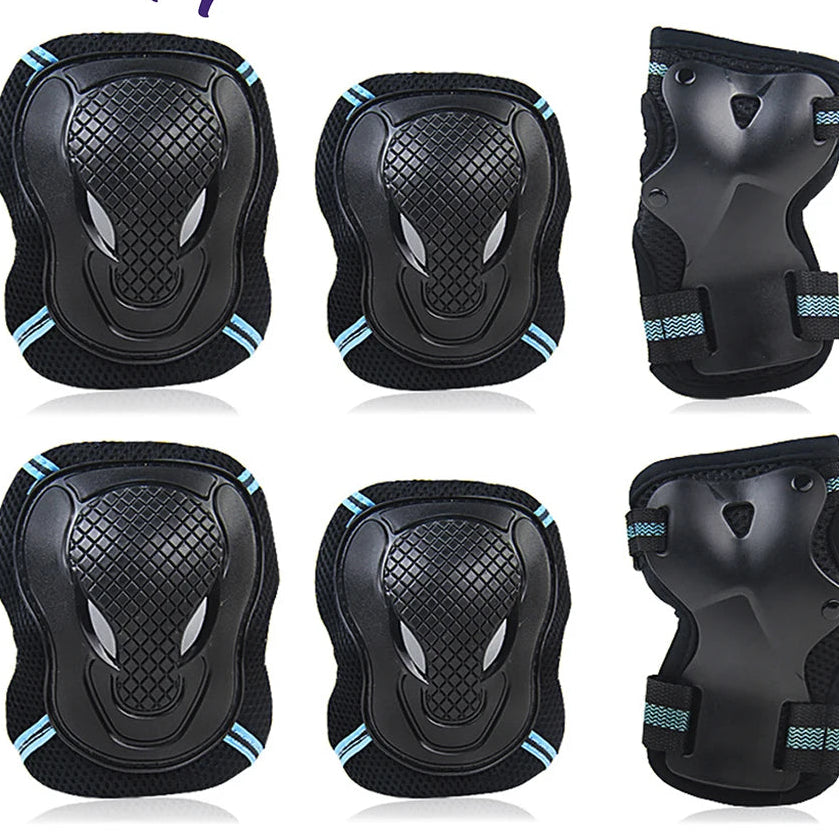 Adults Teens Unisex Adjustable Knee Elbow Wrist Braces Protective Pads Set for Skateboard Cycling Roller Skating and Other Outdoor Sports Safety Protective Gear Pads Guards Set