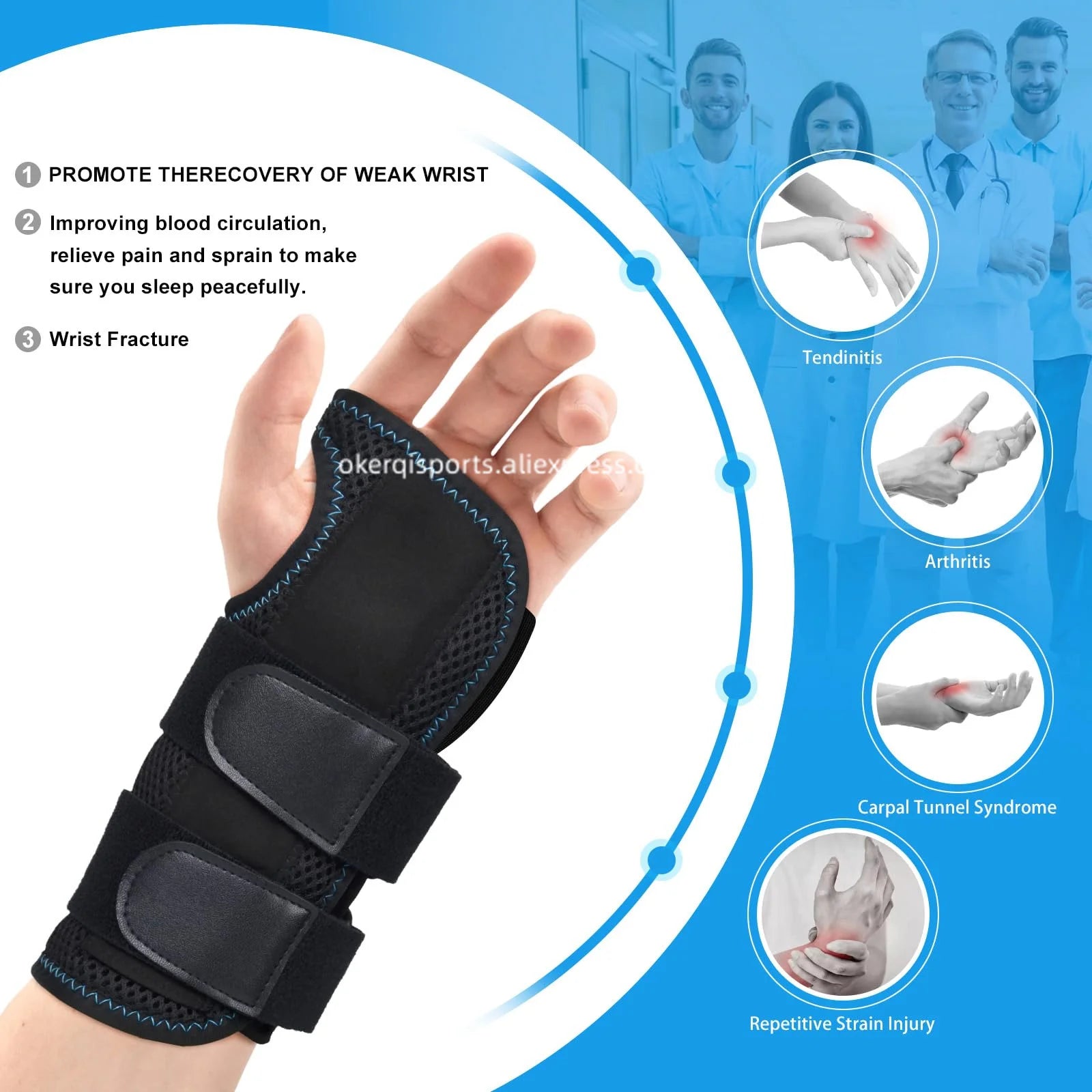 Breathable Wrist Brace, Thin Mesh Wrist Wraps Support for Tendonitis, Arthritis, Carpal Tunnel Pain Relief, Adjustable Wrist Compression Strap for Workouts, Fitness, Weightlifting, Fits both hands