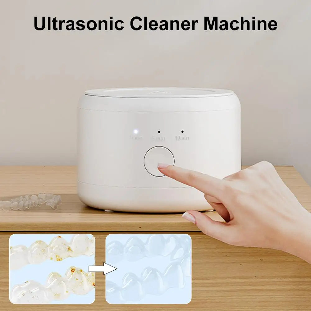 Ultrasonic Retainer Cleaner,375 ML Ultrasonic Cleaner,48kHz Retainer Cleaner Machine with 3 Modes Digital Timer for Denture Cleaner, Aligner,Braces,Toothbrush Heads,Jewelry White
