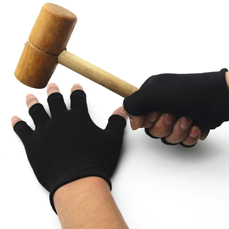 1Pair Outdoor Cycling Fishing Black Half Fingerless Men's and Women's Wool Knitted Cotton Gloves Winter Warm Sports Gloves