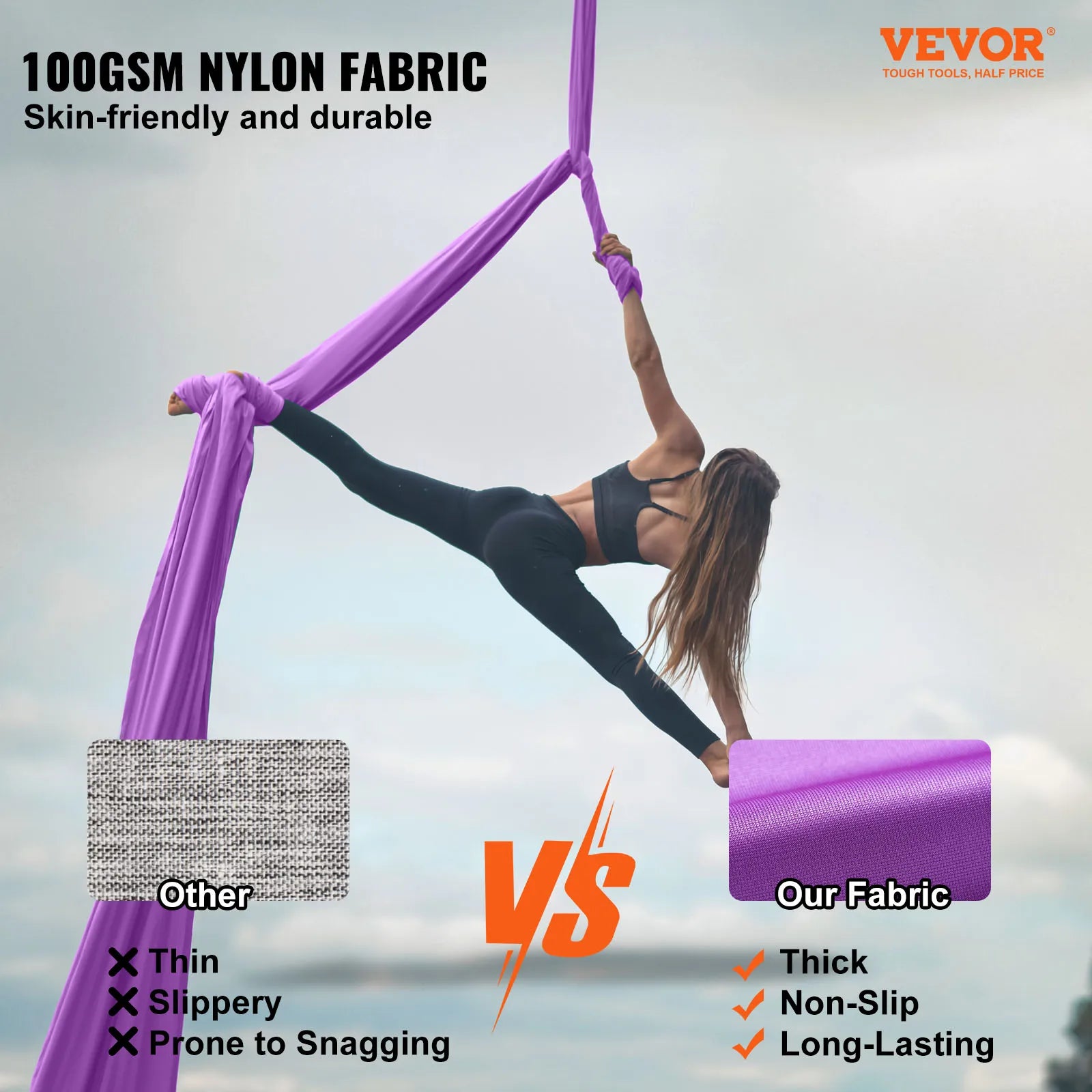 Aerial Yoga Hammock & Swing, Yoga Starter Kit with 100gsm Nylon Fabric, Full Rigging Hardware and Easy Set-up Guide, Antigravity Flying for All Levels Fitness Bodybuilding