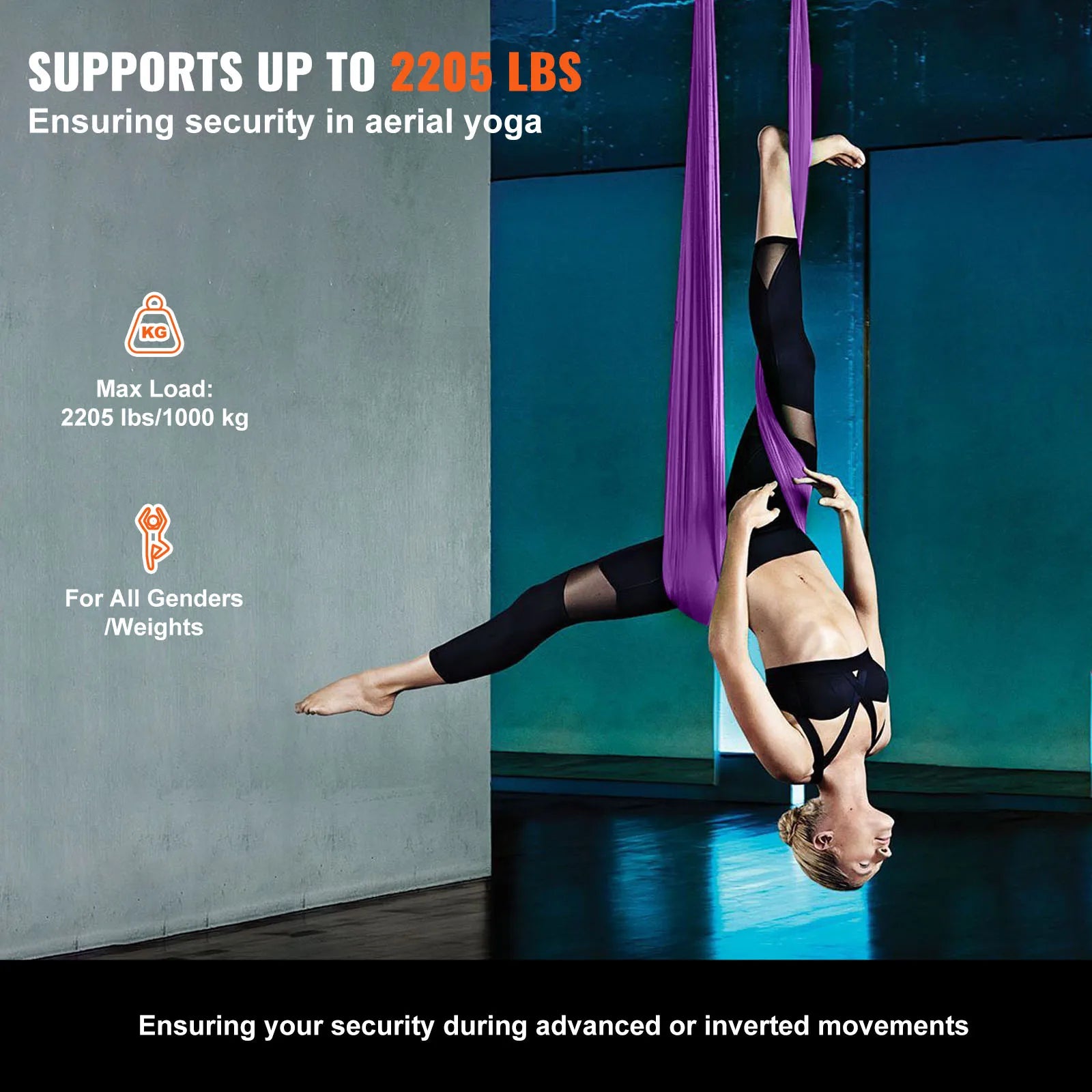Aerial Yoga Hammock & Swing, Yoga Starter Kit with 100gsm Nylon Fabric, Full Rigging Hardware and Easy Set-up Guide, Antigravity Flying for All Levels Fitness Bodybuilding