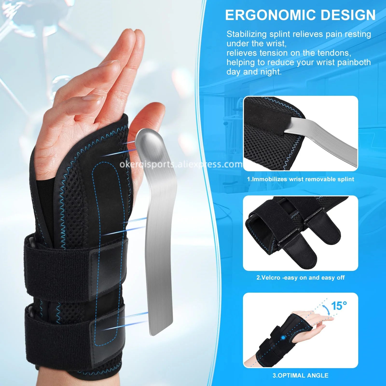 Breathable Wrist Brace, Thin Mesh Wrist Wraps Support for Tendonitis, Arthritis, Carpal Tunnel Pain Relief, Adjustable Wrist Compression Strap for Workouts, Fitness, Weightlifting, Fits both hands