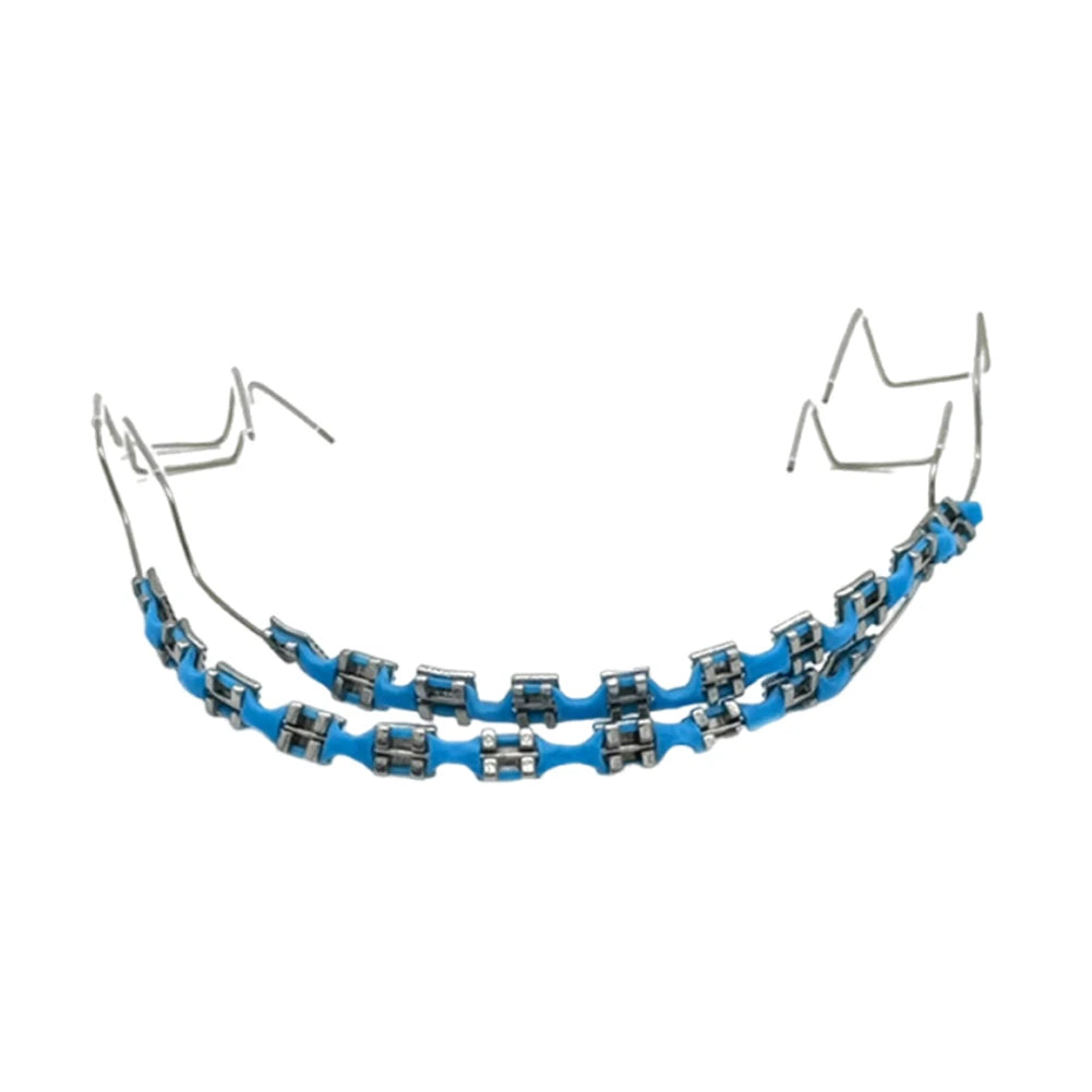 1 Pack Fake Braces, Temporary Tooth Decoration with Metal Wires, Metal Brackets and Orthodontic Ligature Ties, Suitable for Orthodontists to Explain, for Dental Students to Practice (Pink)
