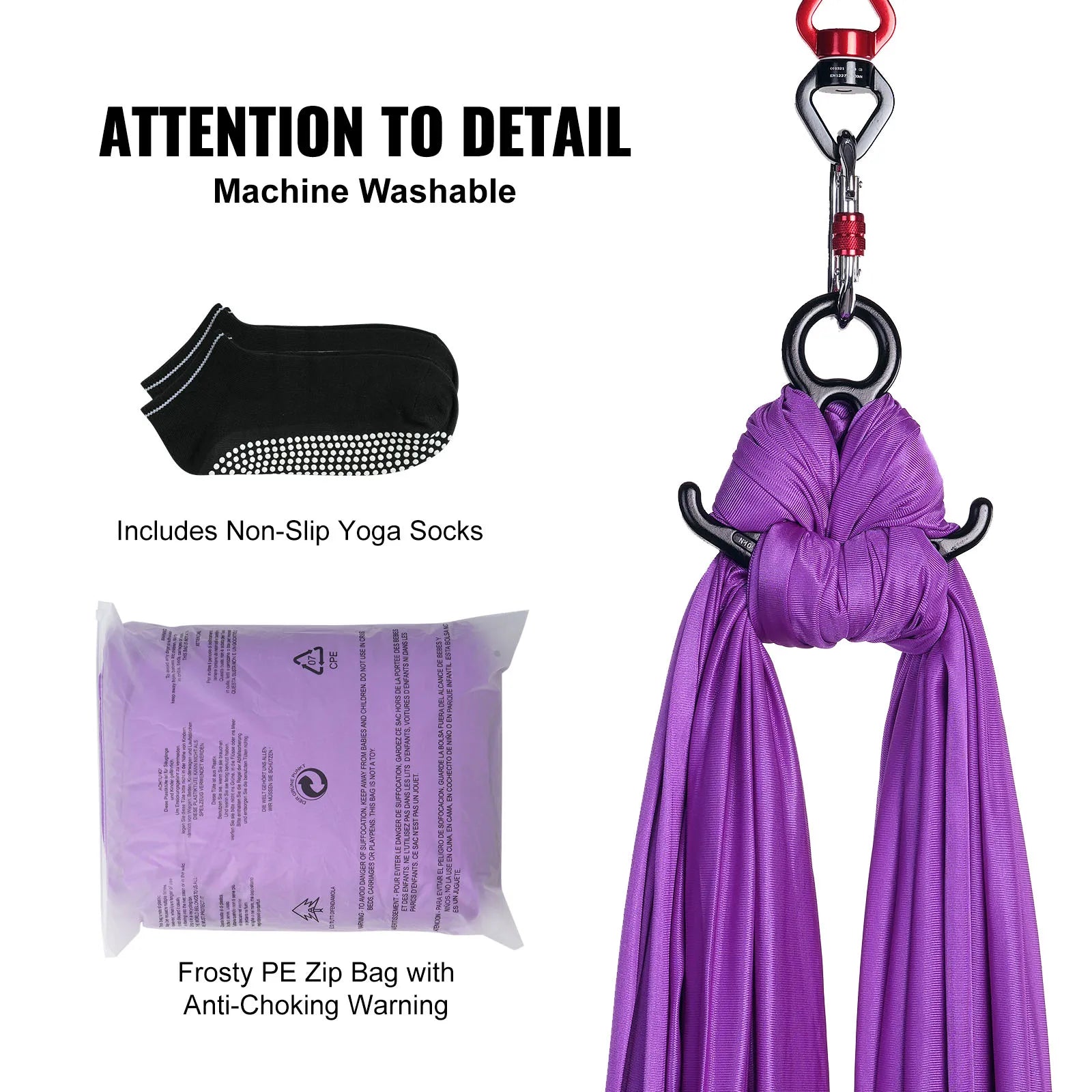 Aerial Yoga Hammock & Swing, Yoga Starter Kit with 100gsm Nylon Fabric, Full Rigging Hardware and Easy Set-up Guide, Antigravity Flying for All Levels Fitness Bodybuilding
