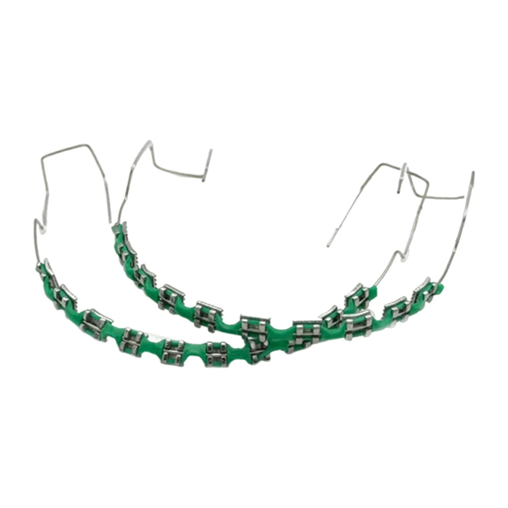 1 Pack Fake Braces, Temporary Tooth Decoration with Metal Wires, Metal Brackets and Orthodontic Ligature Ties, Suitable for Orthodontists to Explain, for Dental Students to Practice (Pink)