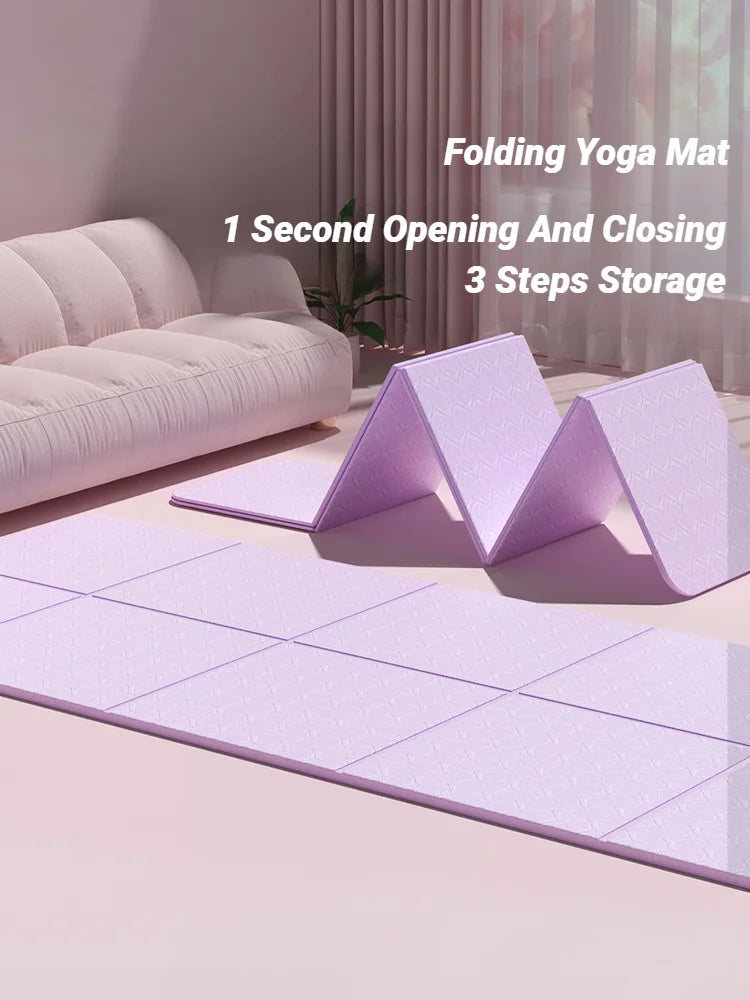 Foldable Yoga Mat Thick Non-Slip TPE Exercise Mat Packable Travel Yoga Mat with Carrying Bag Ideal for Yoga, Pilates, Workout & Home/Gym Fitness