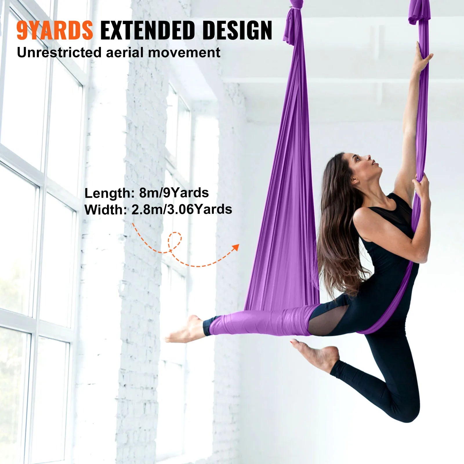 Aerial Yoga Hammock & Swing, Yoga Starter Kit with 100gsm Nylon Fabric, Full Rigging Hardware and Easy Set-up Guide, Antigravity Flying for All Levels Fitness Bodybuilding