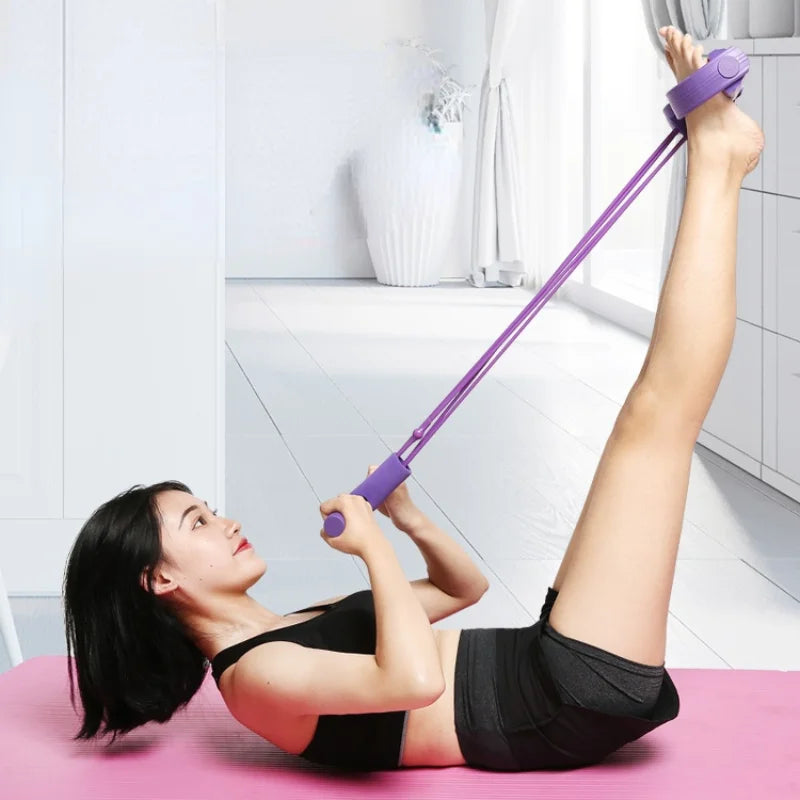 Multifunction Tension Rope, 4-Tube Elastic Yoga Pedal Puller Resistance Band, Natural Latex Tension Rope Fitness Equipment, for Abdomen/Waist/Arm/Leg Stretching Slimming Training