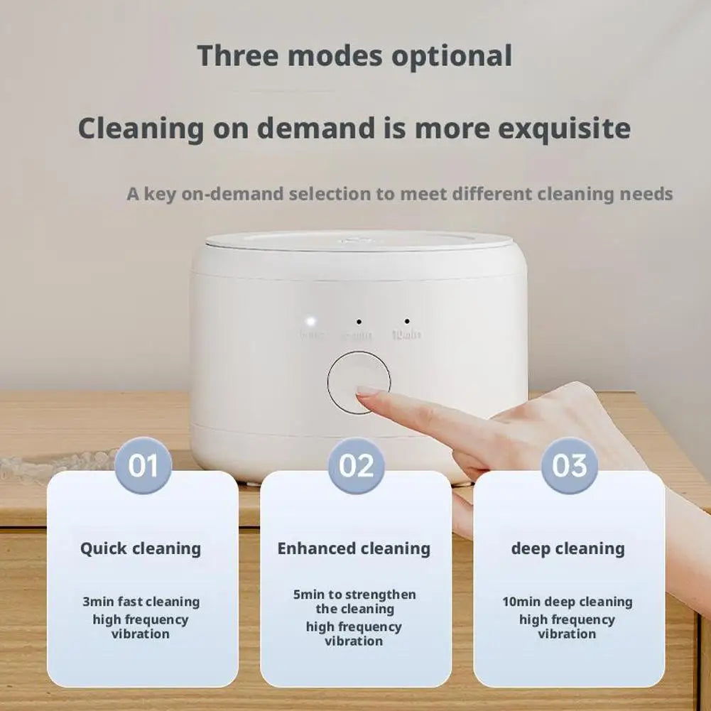 Ultrasonic Retainer Cleaner,375 ML Ultrasonic Cleaner,48kHz Retainer Cleaner Machine with 3 Modes Digital Timer for Denture Cleaner, Aligner,Braces,Toothbrush Heads,Jewelry White