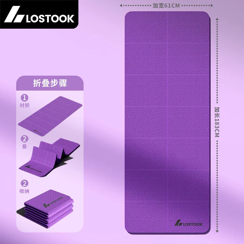 Yoga Mat Thick 10mm Foldable Gym Mat Extra Large 6'x4' Extra Wide Workout Mat Non Slip TPE Floor Mats for Yoga Pilates, Cardio, Exercise Equipment