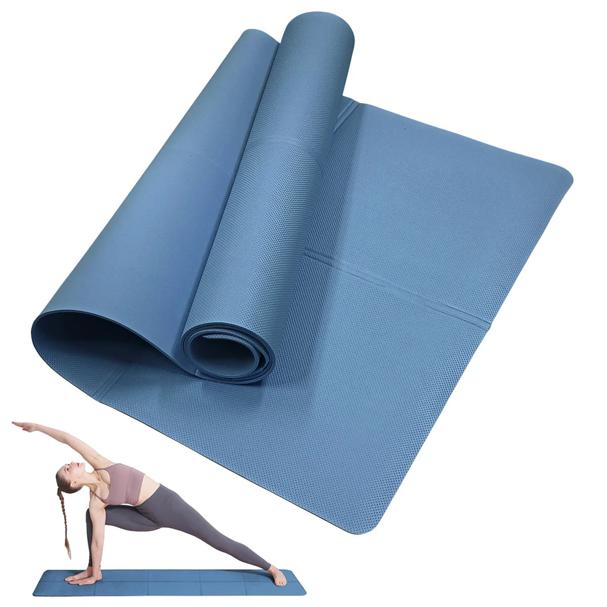 Yoga Mat Thick 1/5" Thick Non Slip Anti-Tear High Density Exercise Mat with Carrying Strap Large Yoga Mat for Floor, Gym, Fitness, Pilates, Stretching, Home Yoga, Workouts