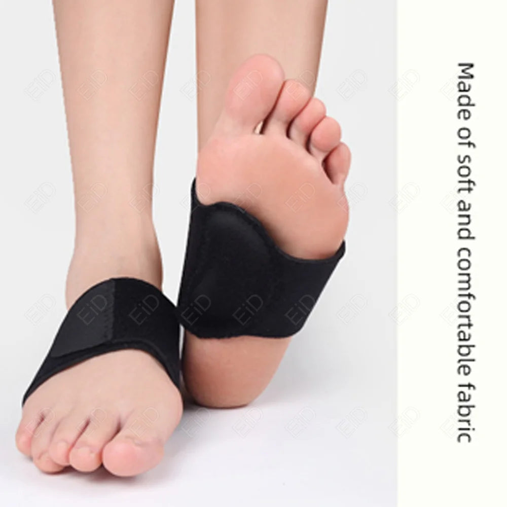 Arch Support Braces (Pair) for Plantar Fasciitis Relief - Adjustable Neoprene Arch Support Wraps with Gel Pads for Flat Feet High & Fallen Arch, Wear Over or Under Socks, Fits All Shoes (Black)