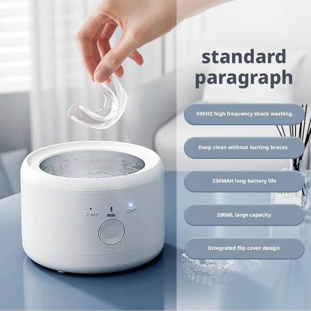 Ultrasonic Retainer Cleaner,375 ML Ultrasonic Cleaner,48kHz Retainer Cleaner Machine with 3 Modes Digital Timer for Denture Cleaner, Aligner,Braces,Toothbrush Heads,Jewelry White