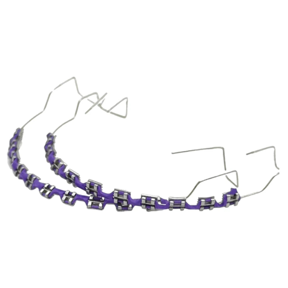 1 Pack Fake Braces, Temporary Tooth Decoration with Metal Wires, Metal Brackets and Orthodontic Ligature Ties, Suitable for Orthodontists to Explain, for Dental Students to Practice (Pink)