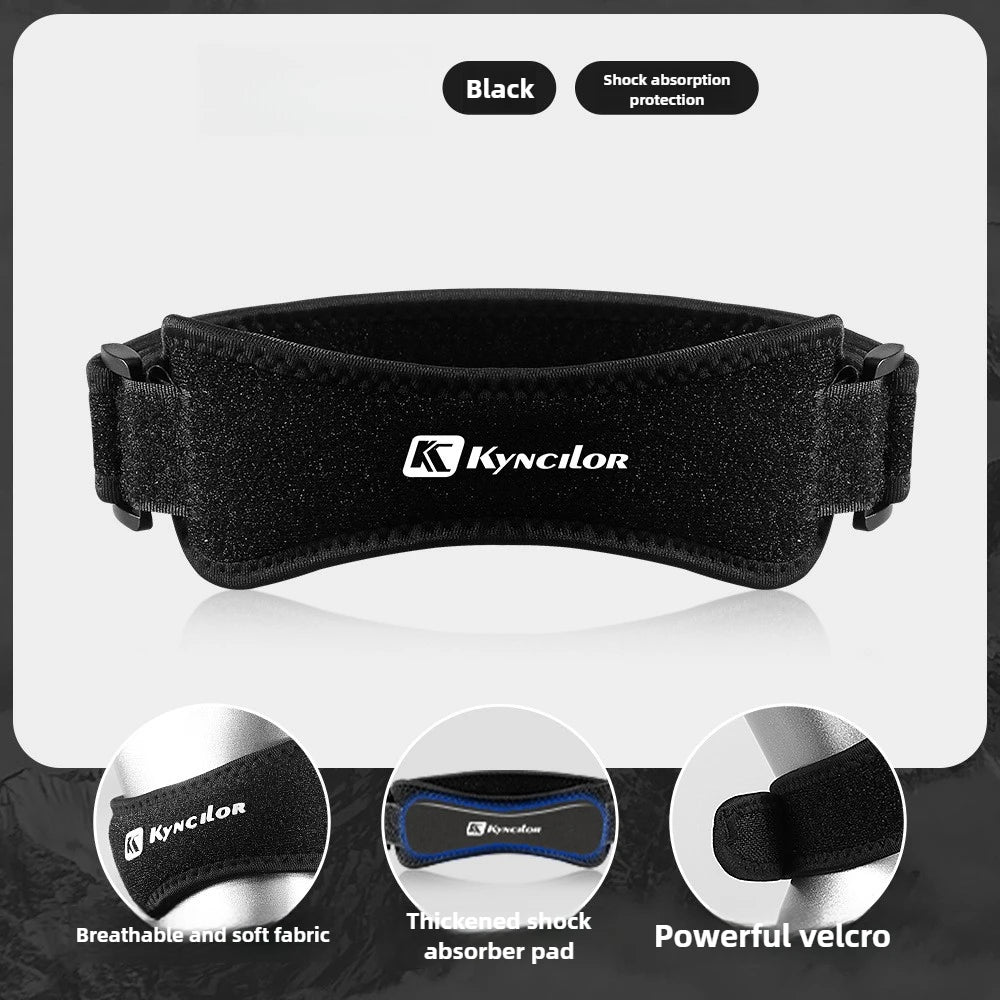 Black Silicone Patellar Tendon Support Strap, Adjustable Non-Slip Patella Band Stabilizer Knee Brace for Jumpers Knee, Tendonitis, Basketball, Volleyball, Squats, Black