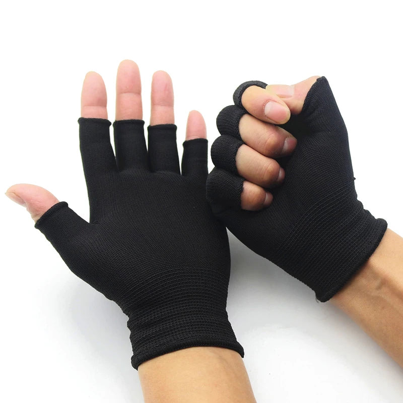 1Pair Outdoor Cycling Fishing Black Half Fingerless Men's and Women's Wool Knitted Cotton Gloves Winter Warm Sports Gloves