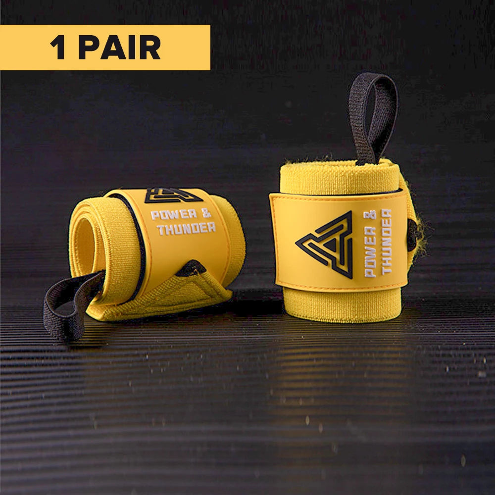 Elastic Wrist Straps for Weightlifting and Working Out, Breathable Gym Wrist Wraps for Weightlifting with Thumb Loop and Left/Right Tabs, Wrist Brace for Wrist Support and Protection, Men and Women (Pair)