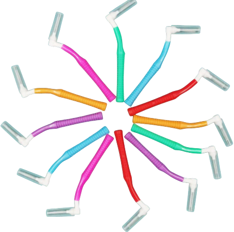 Interproximal Brush, Gum Interdental Brushes, L Angle Reusable Dental Cleaners Brushes,Disposable Oral Dental Hygiene Brush,Dental Toothpick Floss for Braces,Tooth Cleaning Tool (0.7mmPurple, Normal)