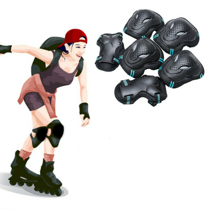 Adults Teens Unisex Adjustable Knee Elbow Wrist Braces Protective Pads Set for Skateboard Cycling Roller Skating and Other Outdoor Sports Safety Protective Gear Pads Guards Set