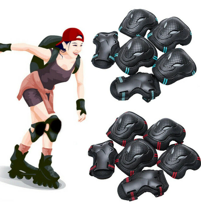 Adults Teens Unisex Adjustable Knee Elbow Wrist Braces Protective Pads Set for Skateboard Cycling Roller Skating and Other Outdoor Sports Safety Protective Gear Pads Guards Set