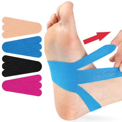 Precut Kinesiology Tape, 20 PCS Waterproof Breathable Foot Plantar Fasciitis Pain Relief Strips Athletic Tapes, Elastic Sports Joints Support Muscle Tape for Feet Arch Ankle Hands Carpal Tunnel