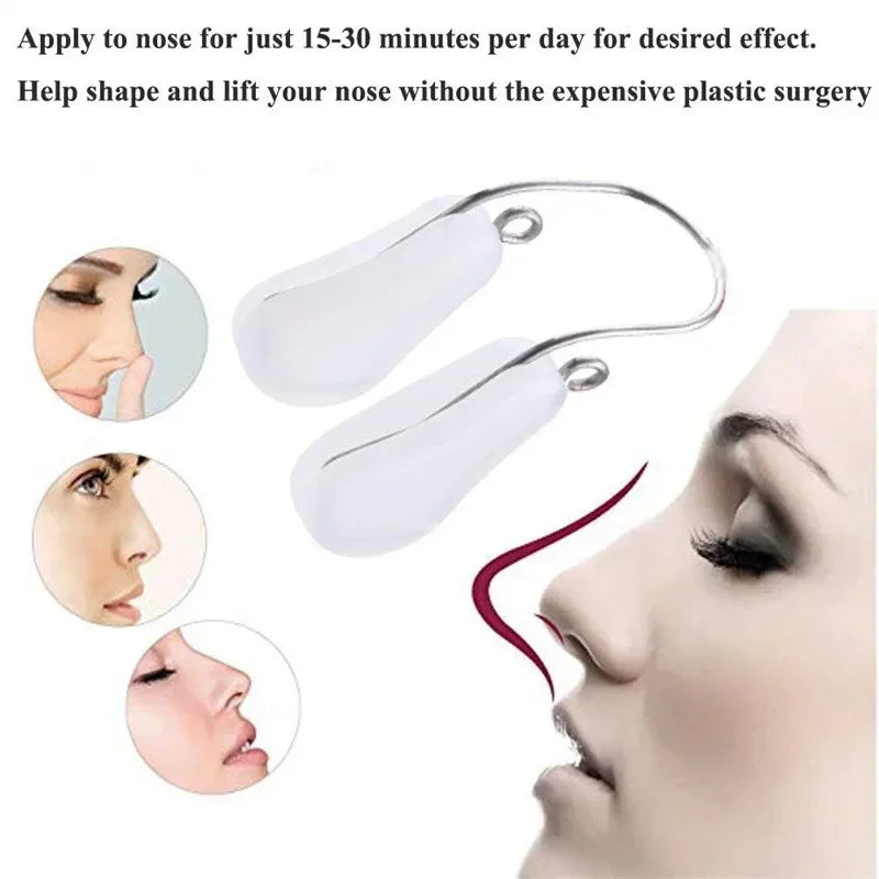 Frienda 4 Pieces Nose Shaper Slimmer Lifting Clips Straightener Safety Silicone Bridge Shaper Beauty Tool Kit Set for Women Wide Nose