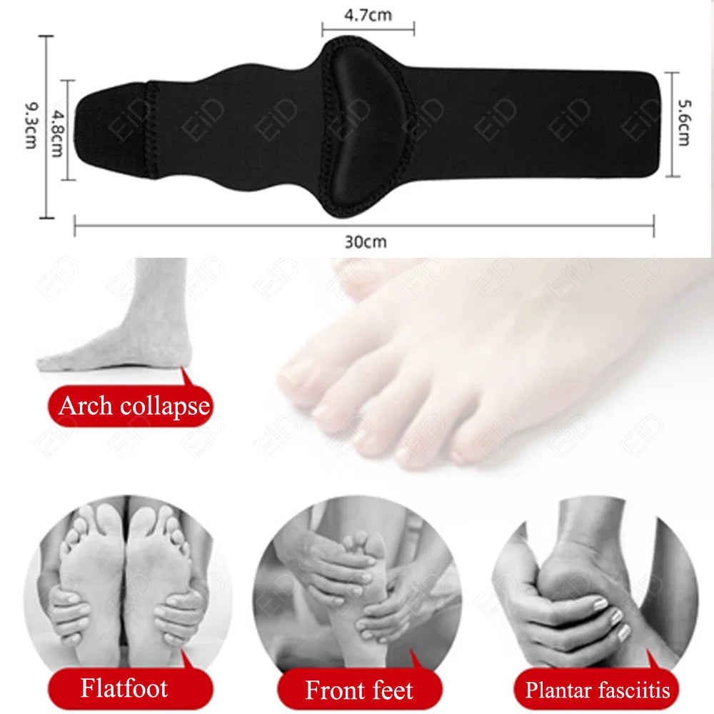 Arch Support Braces (Pair) for Plantar Fasciitis Relief - Adjustable Neoprene Arch Support Wraps with Gel Pads for Flat Feet High & Fallen Arch, Wear Over or Under Socks, Fits All Shoes (Black)